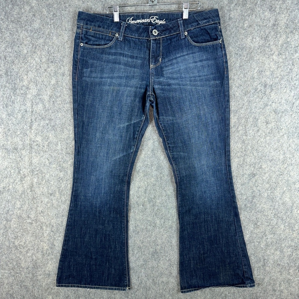American Eagle Jeans Womens 10 Blue Real Flare Dark Wash Stretch Denim